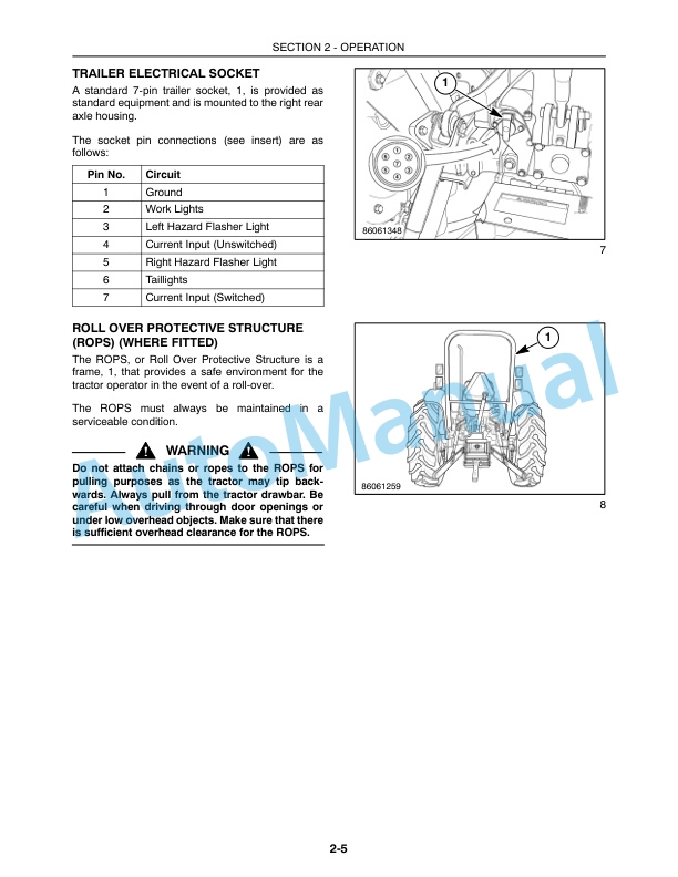 Alternative view of New Holland TT60A, TT75A Tractor Operation and Maintenance Manual 87473188