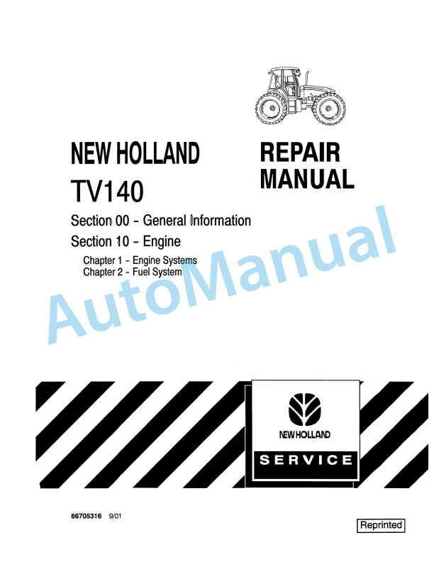 New Holland TV140 Tractor Repair Manual 86705316