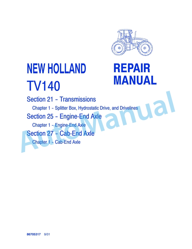 New Holland TV140 Tractor Repair Manual 86705317