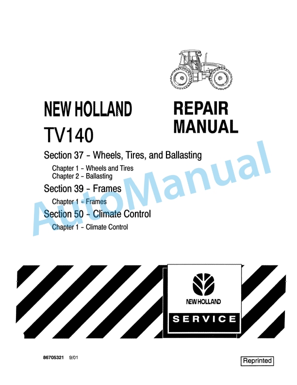 New Holland TV140 Tractor Repair Manual 86705321