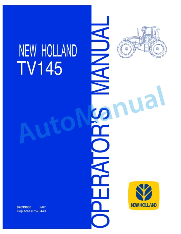 New Holland TV145 Tractor Operation and Maintenance Manual 87639930