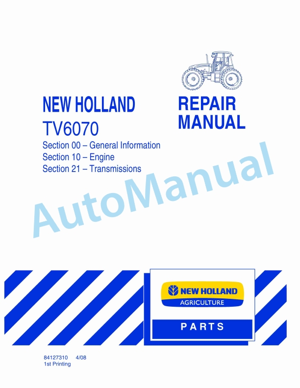 New Holland TV6070 Tractor Repair Manual 84127310