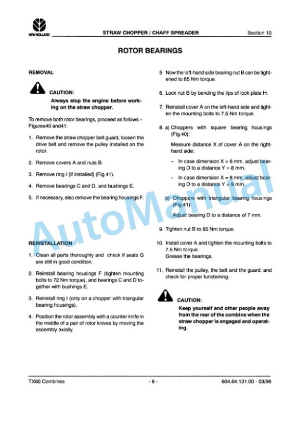 Alternative view of New Holland TX60 Series Repair Manual 84019441