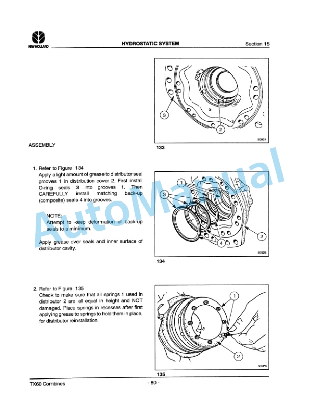 New Holland TX66, TX68 Repair Manual 86603390-3