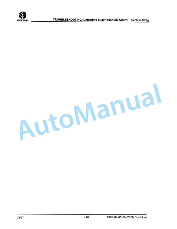 New Holland TX66, TX68 Repair Manual 86603390-5