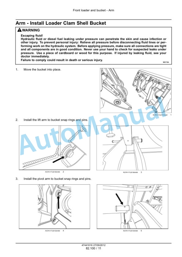 New Holland U80C Front Loader and Bucket Service Manual 47447777-2