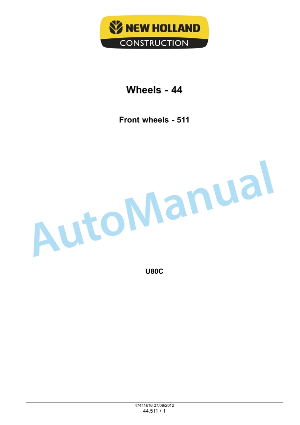 New Holland U80C Wheel Service Manual 47447775