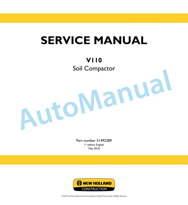 New Holland V110 Soil Compactor Service Manual 51492289