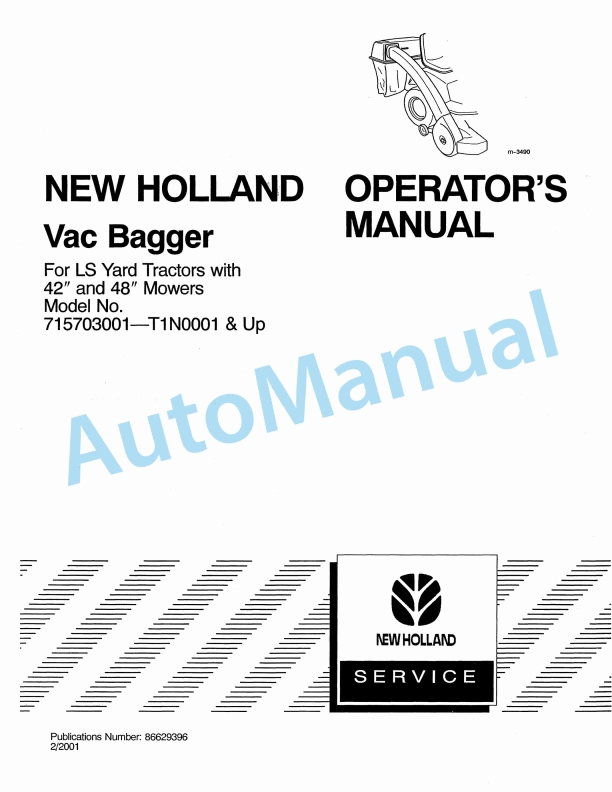 New Holland Vac Bagger Operation and Maintenance Manual 86629396