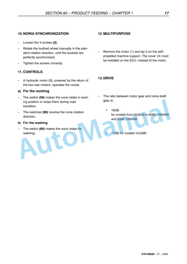 New Holland VL5090, VL6040, VL6050, VL6060, VL6070, VL6080, VL6090, VM3090, VM4090, VN2090 Repair Manual 87613083B-5