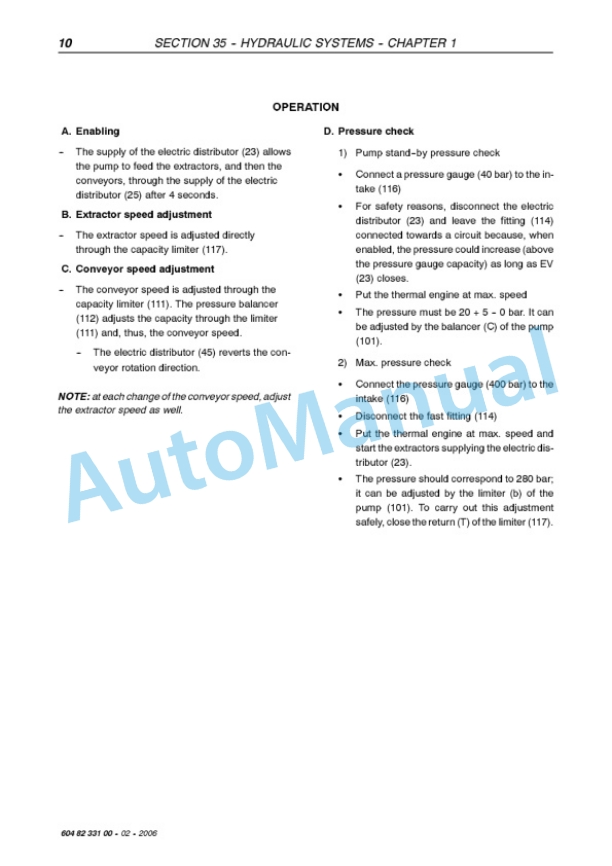 New Holland VL570, VL600, VL610, VL620, VL630, VL640, VL660, VM370, VM460, VN300 Grape Harvester Service Manual 6048233100-3