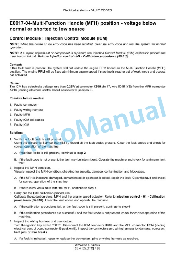 New Holland VM3080Plus, VM3090Plus, VL5060Plus, VL5080Plus, VL5090Plus Grape Harvester Service Manual 47698613A-5