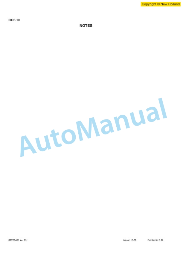 New Holland W110B Wheel Loader Service Manual 87728451AEU-3