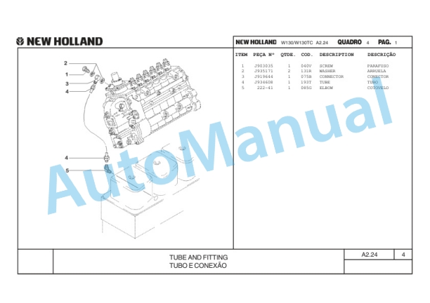 New Holland W130, W130TC Wheel Loader Parts Catalogue 75314330-1 BR-2