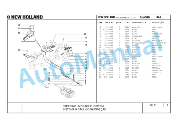 New Holland W130, W130TC Wheel Loader Parts Catalogue 75314330-1 BR-3