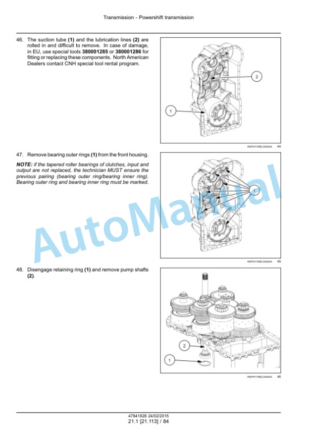 New Holland W130C, W170C Tier 4B Final Wheel Loader Service Manual 47865317-2