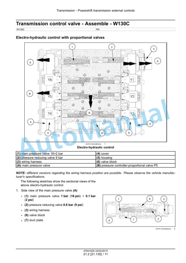 New Holland W130C, W170C Tier 4B Final Wheel Loader Service Manual 47865317-3