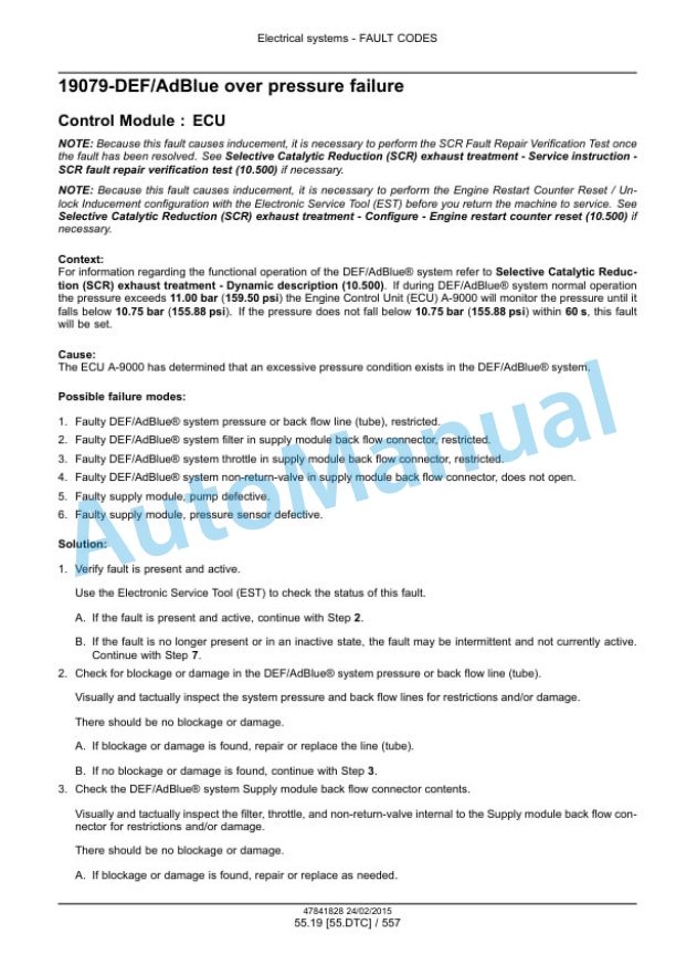 New Holland W130C, W170C Tier 4B Final Wheel Loader Service Manual 47865322-3