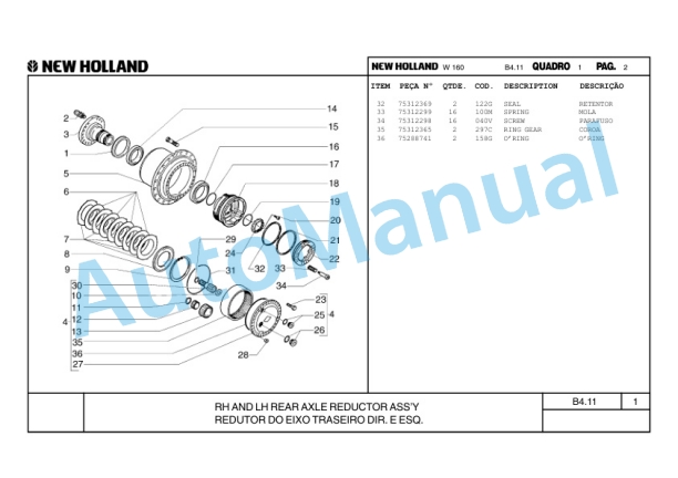 New Holland W160 Wheel Loader Parts Catalogue 75314358 BR-3