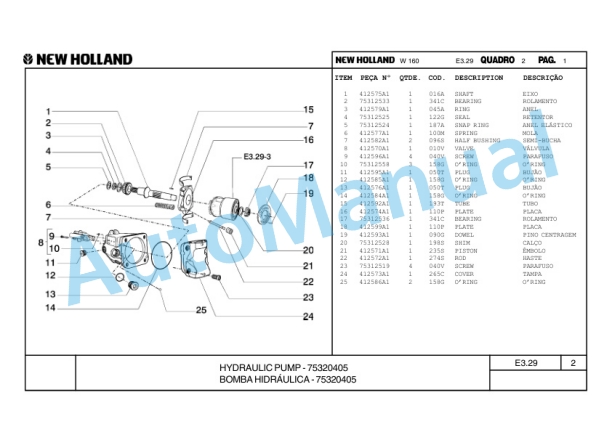 New Holland W160 Wheel Loader Parts Catalogue 75314358 BR-4