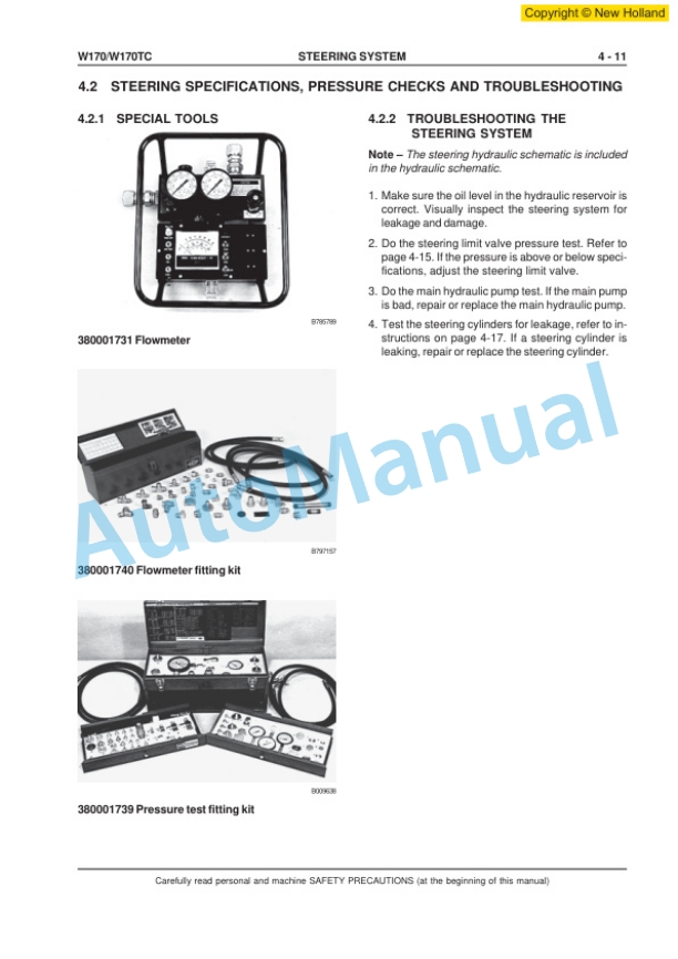 New Holland W170, W170TC Wheel Loader Workshop Manual 6041349700EN-4