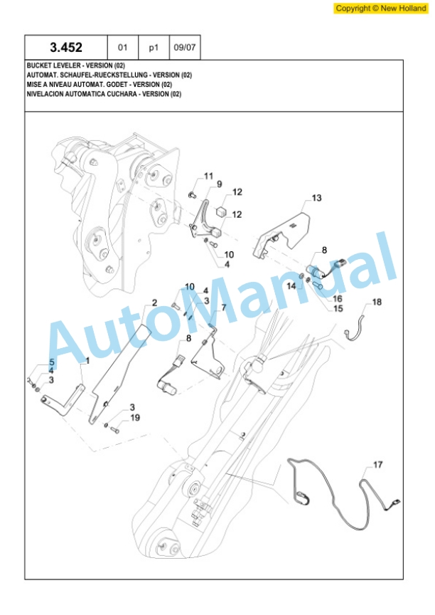 New Holland W170B Tier 3 Wheel Loader Service Parts Catalogue 6040435100-3