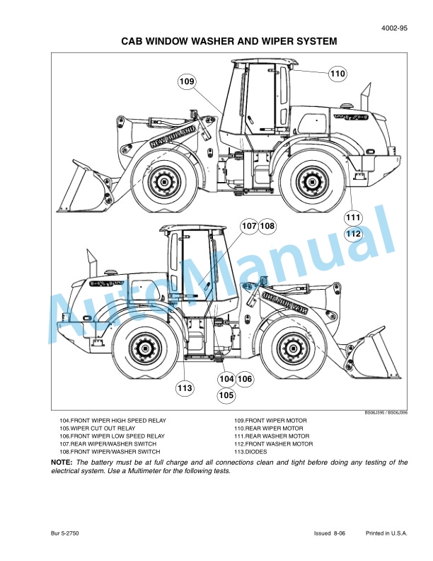 New Holland W190B Tier 3 Wheel Loader Service Manual 842499253-2
