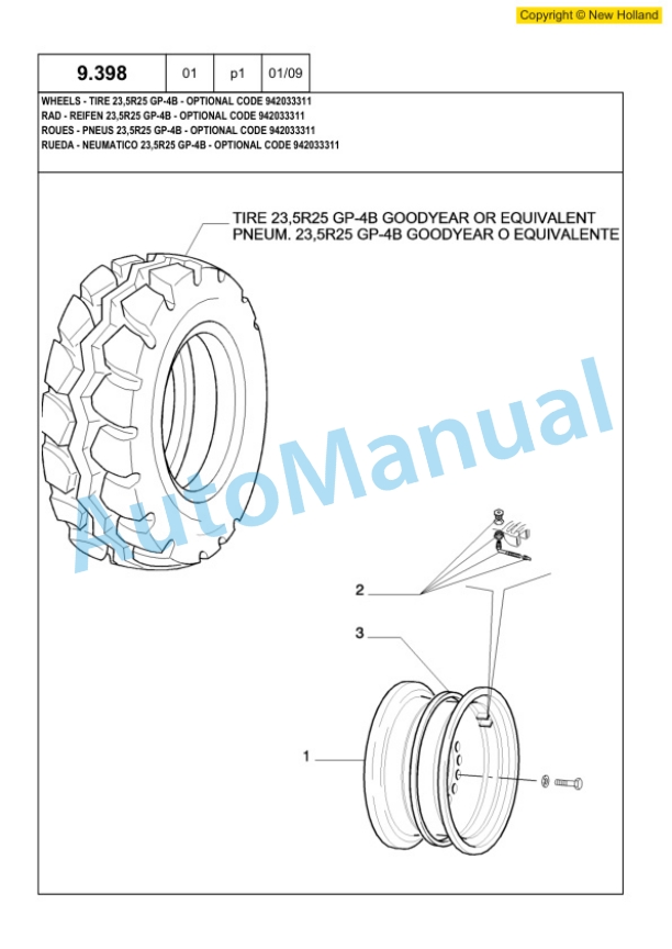 New Holland W190B Tier III Wheel Loader Service Parts Catalogue 6040435200-4