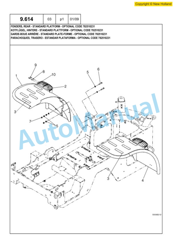 New Holland W190B Tier III Wheel Loader Service Parts Catalogue 6040435200-5