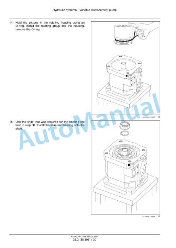 Alternative view of New Holland W190C, W230C Tier 4A Interim Wheel Loader Service Manual 47865328