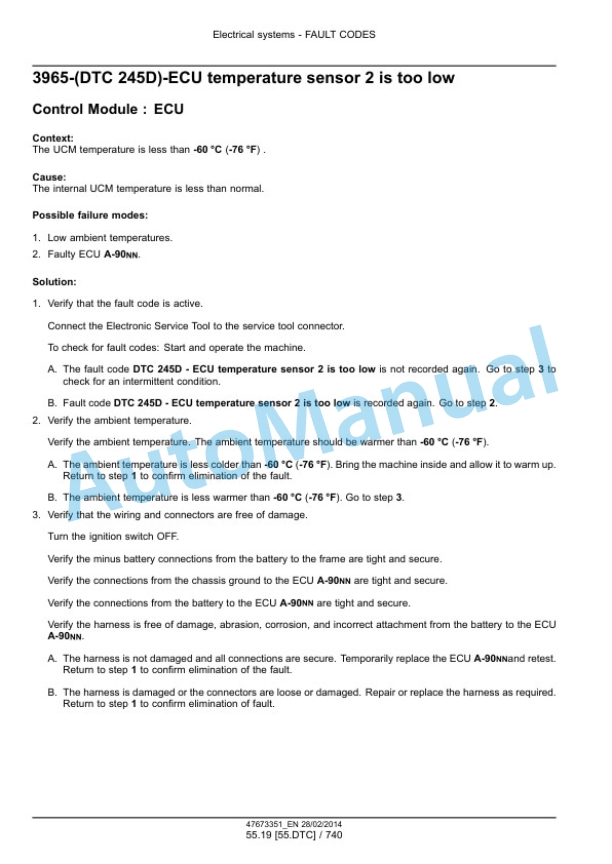New Holland W190C, W230C Tier 4A Interim Wheel Loader Service Manual 47865331-5