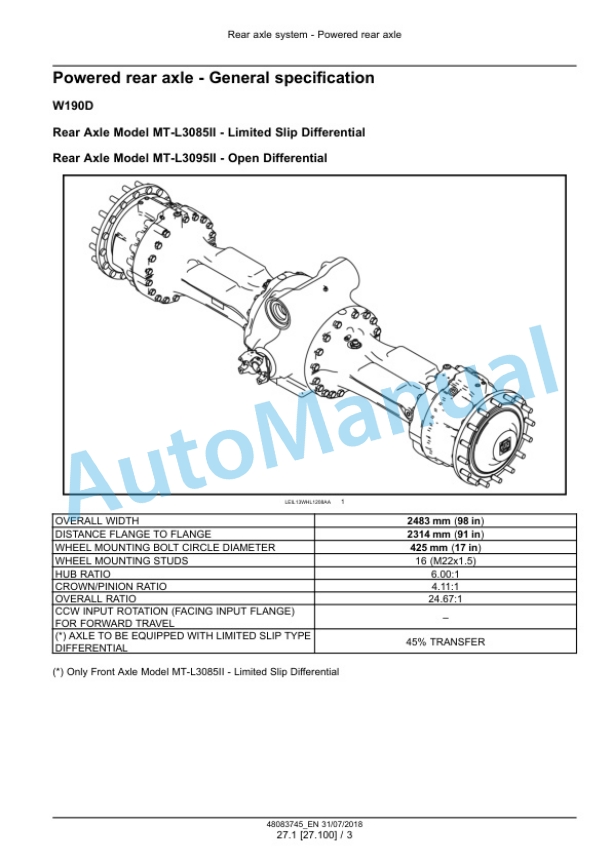 Alternative view of New Holland W190D, W230D Tier 2 Wheel Loader Service Manual 48083745