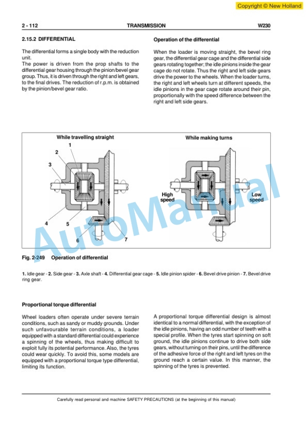 New Holland W230 Wheel Loader Workshop Manual 6041350700EN-3