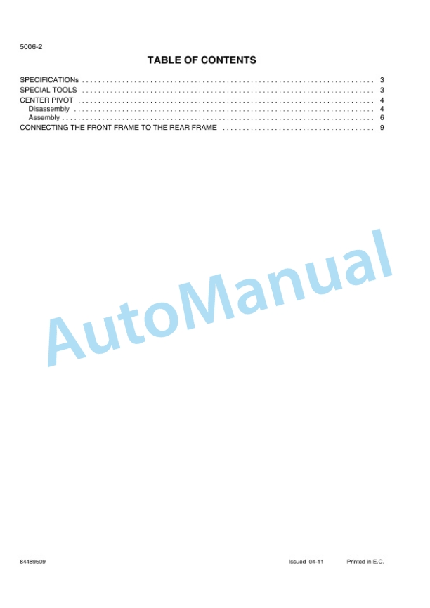 New Holland W230C Wheel Loader Service Manual 84489509-3