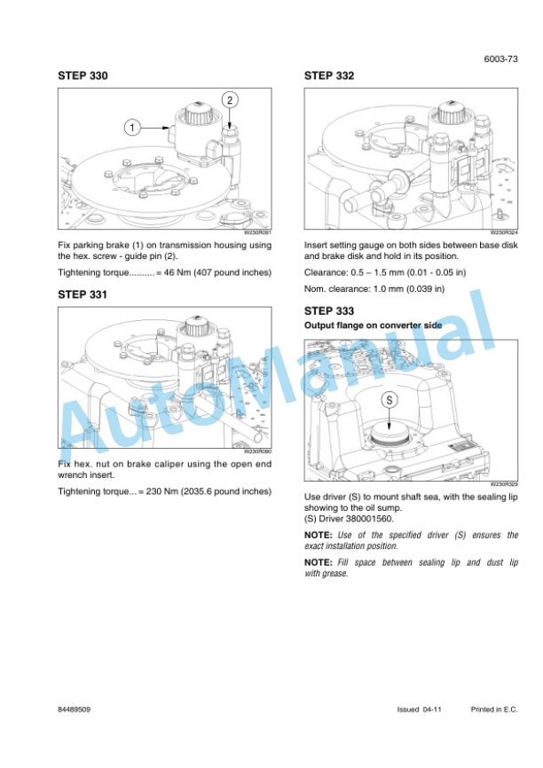 New Holland W230C Wheel Loader Service Manual 84489509-4