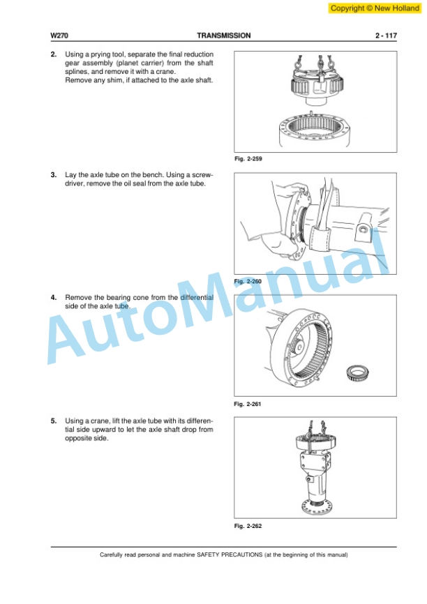 New Holland W270 Wheel Loader Workshop Manual 6041351201-3