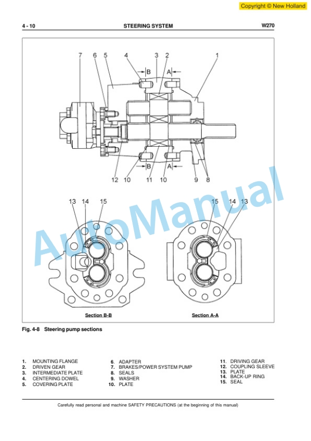 New Holland W270 Wheel Loader Workshop Manual 6041351201-4