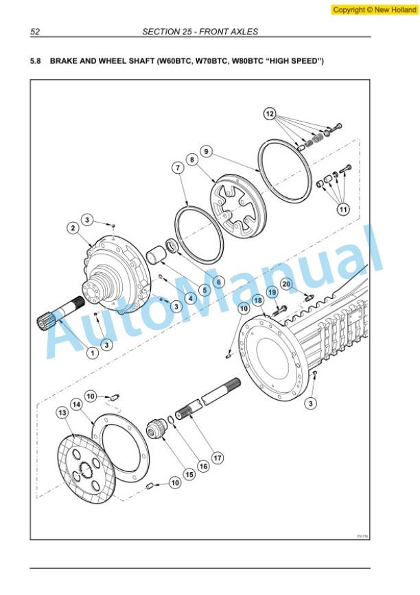 New Holland W50BTC, W60BTC, W70BTC, W80BTC Compact Wheel Loader Service Manual 87734623B-2