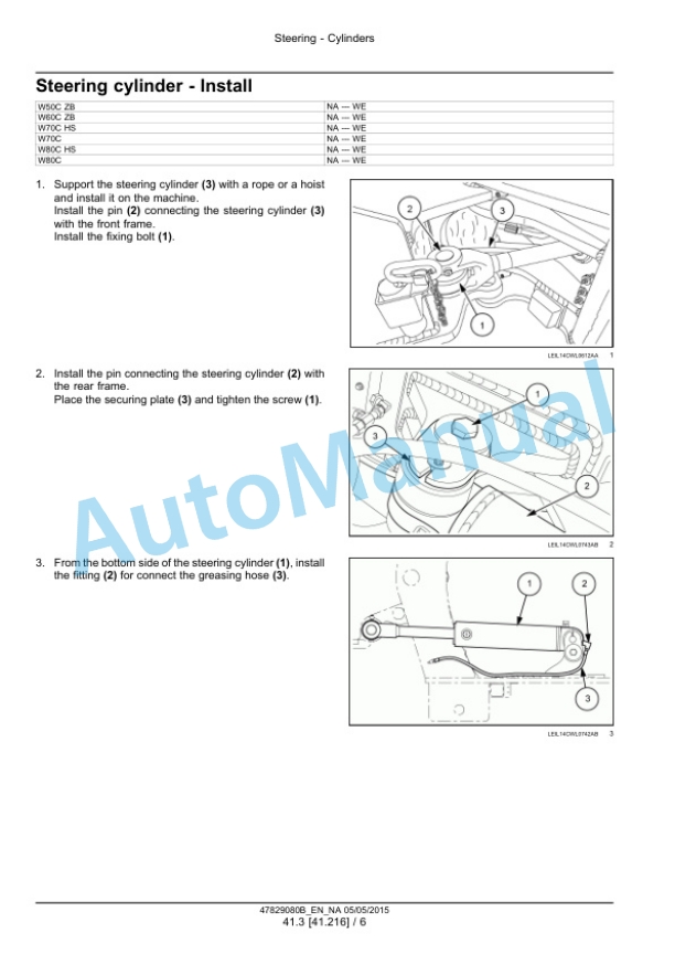 Alternative view of New Holland W50C, W60C, W70C, W80C Tier 4B Final Compact Wheel Loader Service Manual 47878216