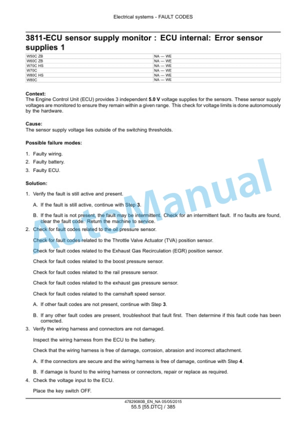 New Holland W50C, W60C, W70C, W80C Tier 4B Final Compact Wheel Loader Service Manual 47878218-3