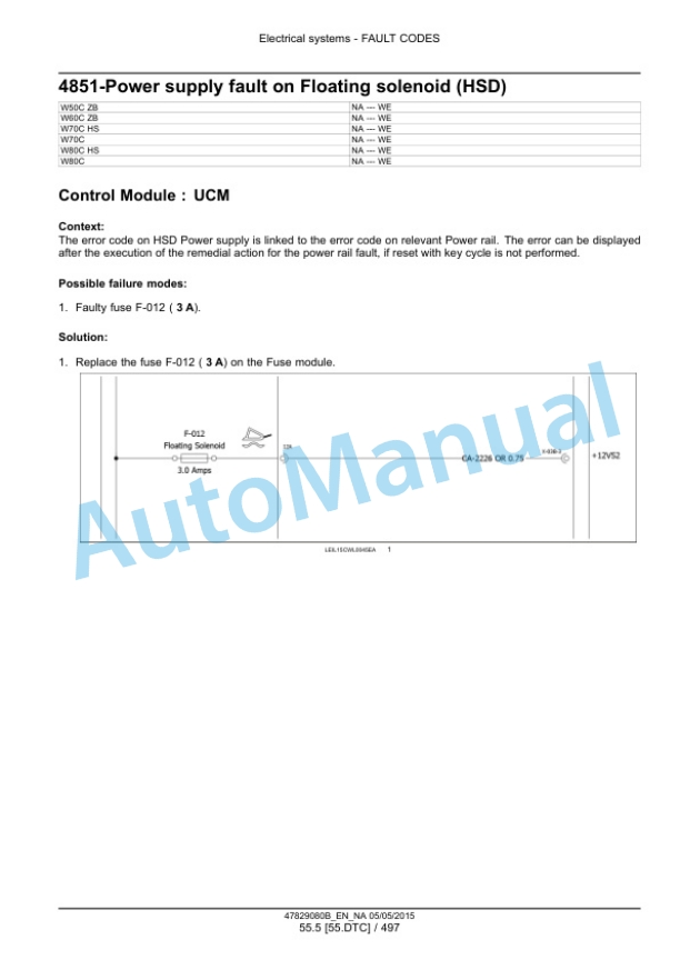 New Holland W50C, W60C, W70C, W80C Tier 4B Final Compact Wheel Loader Service Manual 47878218-5