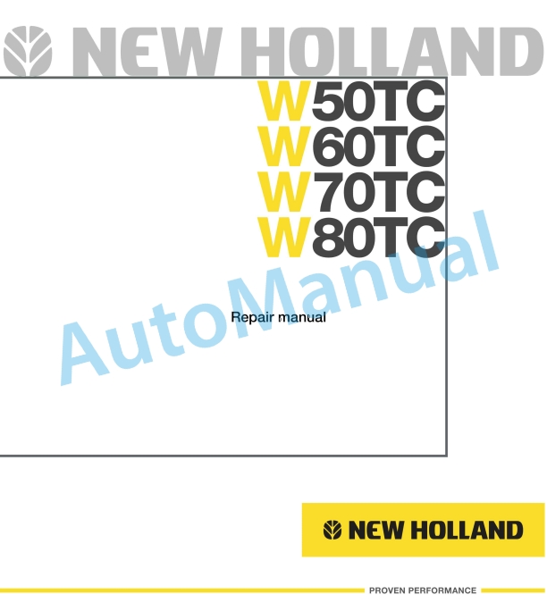 New Holland W50TC, W60TC, W70TC, W80TC Wheel Loader Repair Manual 87618246