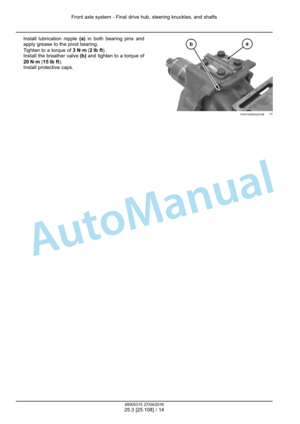 Alternative view of New Holland WE210B Wheeled Excavator Service Manual 48005315