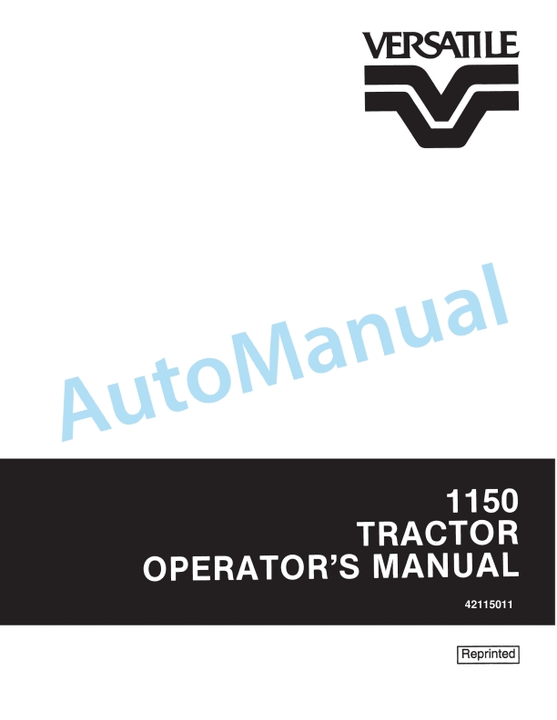 Versatile 1150 Tractor Operation and Maintenance Manual 42115011
