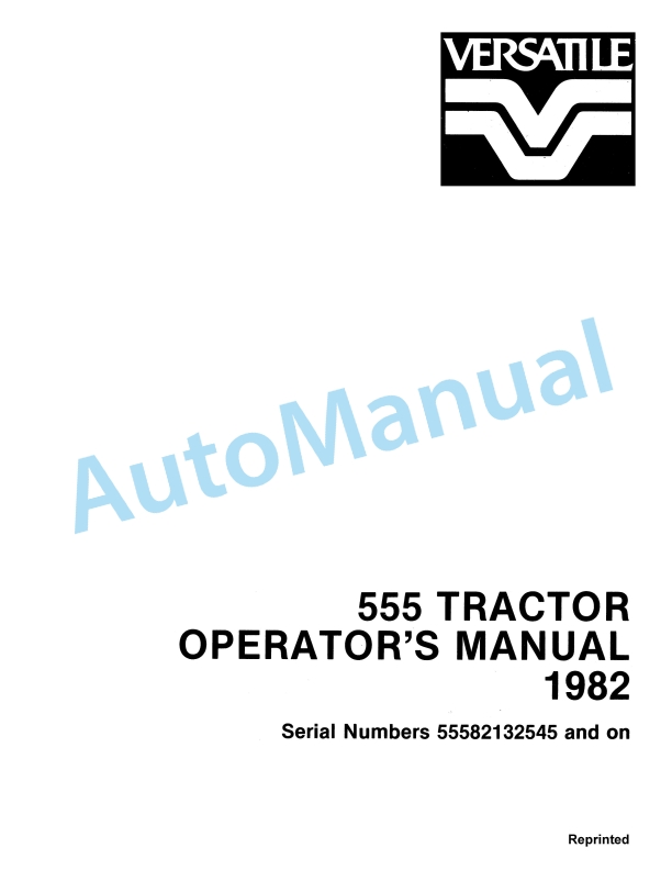 Versatile 555 Tractor Operation and Maintenance Manual 42055504