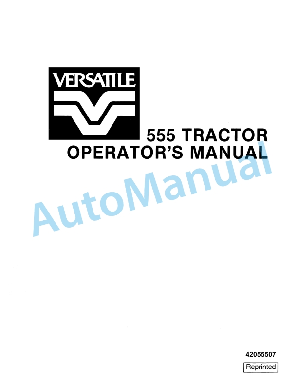 Versatile 555 Tractor Operation and Maintenance Manual 42055507