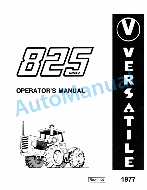 Versatile 825 Series 2 Tractor Operation and Maintenance Manual 42075020