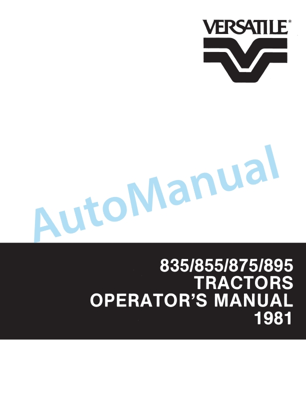 Versatile 835, 855, 875, 895 Tractor Operation and Maintenance Manual 42083540