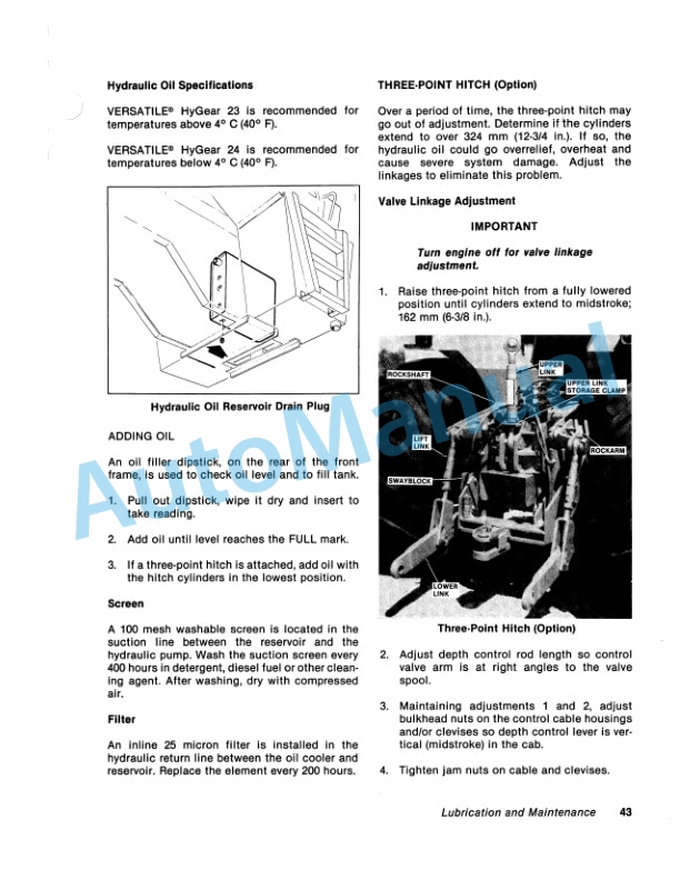 Versatile 835, 855, 875, 895 Tractor Operation and Maintenance Manual 42083542-4