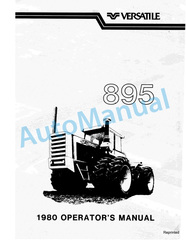 Versatile 895 Tractor Operation and Maintenance Manual 42089510